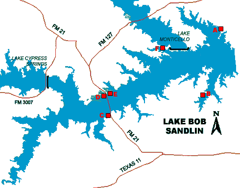 Lake Bob Sandlin Fishing Map Fishing Lake Bob Sandlin